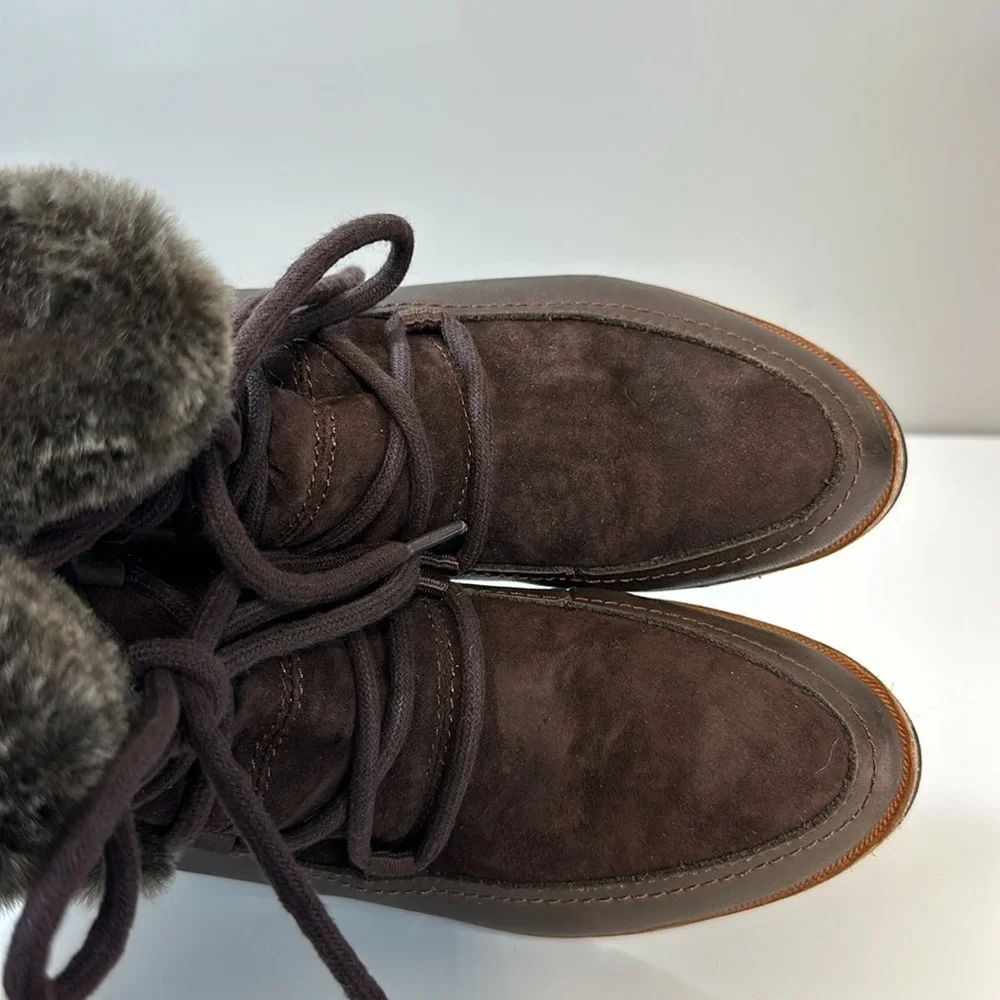 Earth‎ Waterproof Zurich Basel Brown Leather And Faux Fur Boots Size 8